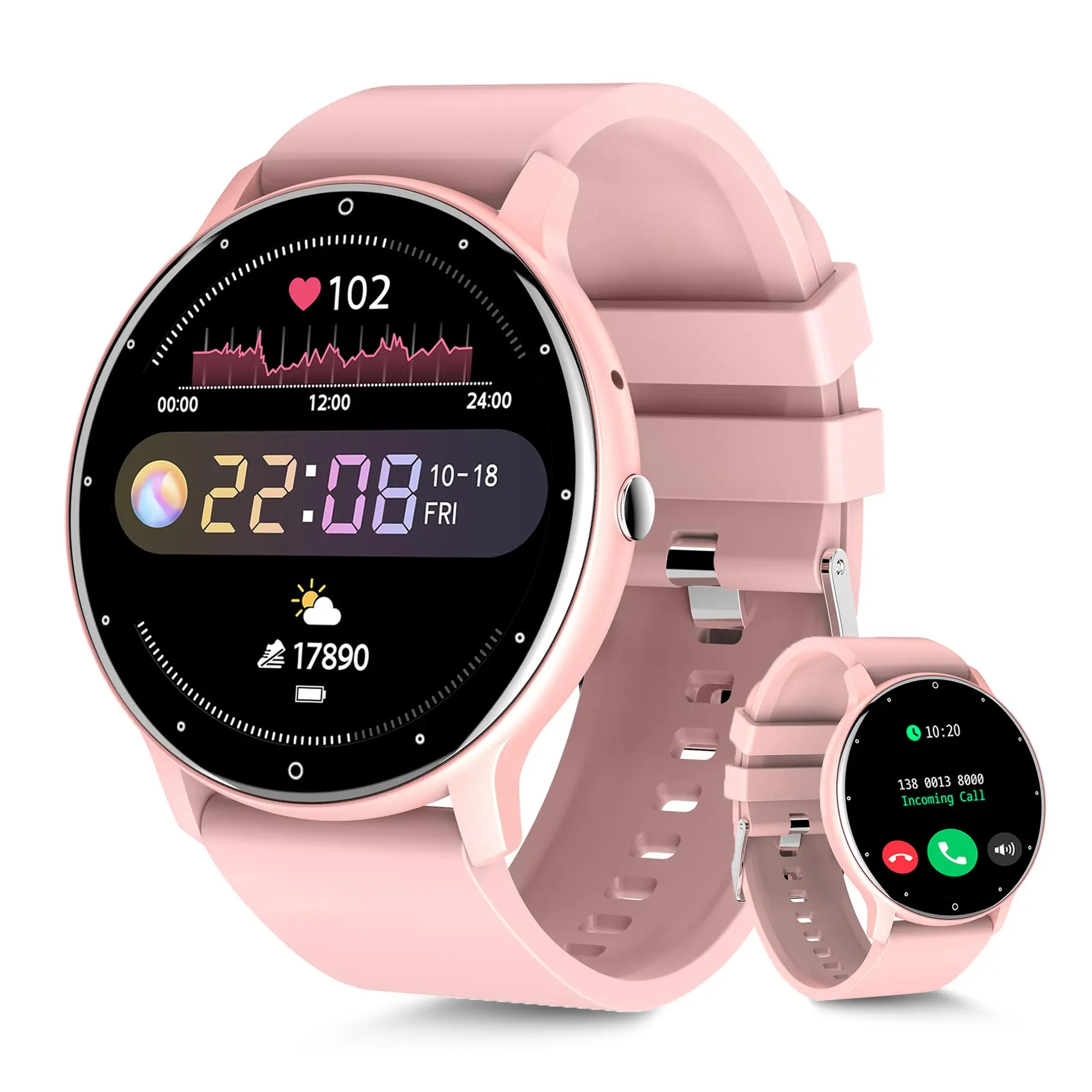 ساعة ذكية PEJE مع شاشة لمس كاملة 1.28 بوصة، أكثر م...