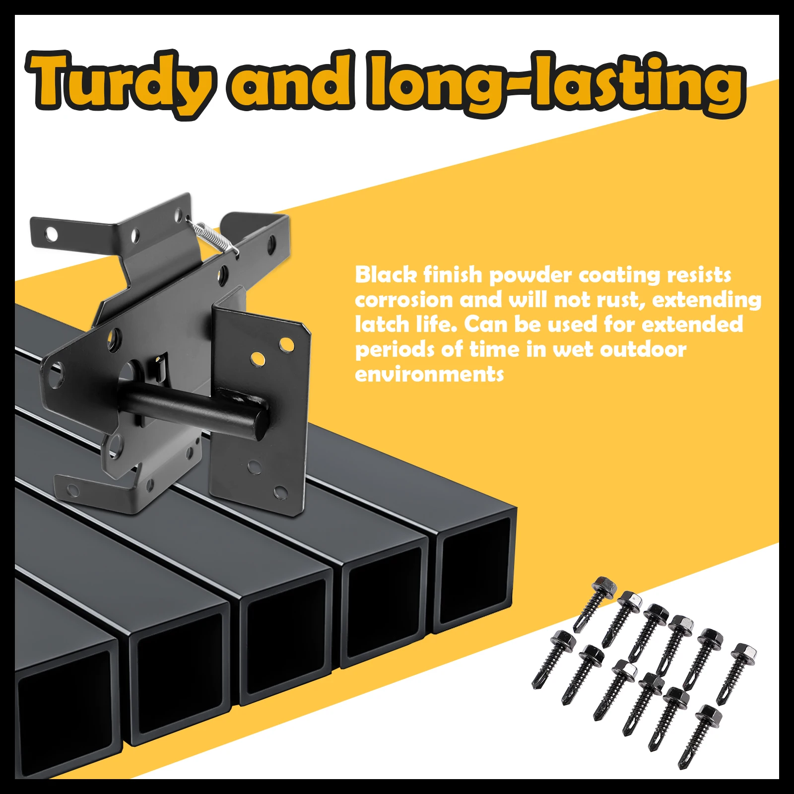 Universal Self-Locking Gate Latch Iron Rustproof Fence Gate Latch with Screws Practical Automatic Fence Latch for Yard Garden