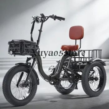 Triciclo elettrico leggero da 20 pollici a velocità variabile con pedalata assistita, con cestino anteriore, doppio uso per neve e terra