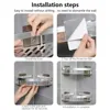 Luxury Bathroom Shelves Without Drilling Rustproof Aluminum Shower Wall Shelf Shampoo Towel Holder Bathroom Organizer Accessorie 6