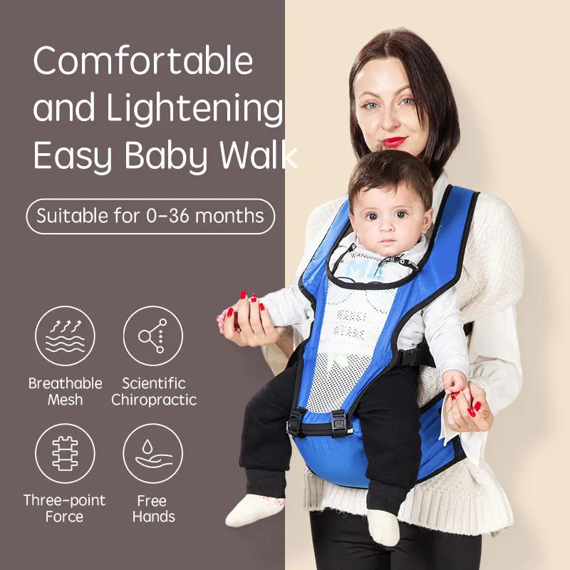 

Ergonomic Baby Carrier With Hip Seat Infant Chest Kangaroo Shoulder Strap Toddler Waist Stool Newborn Breathable Feeding Wrap