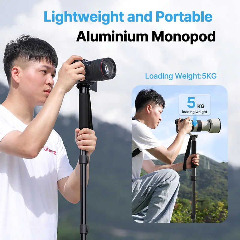 Ulanzi Lightweight Monopod Aluminium DSLR Camera Tripod for  1/4''3/8'' Hiking Travel Selfie Stick Max 155cm Extend 5KG Load