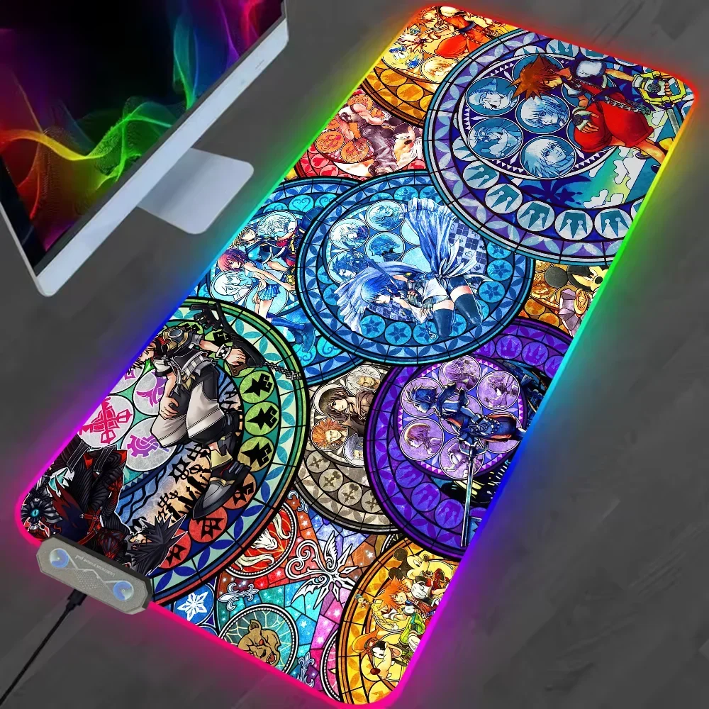 Disney K-Kingdom Hearts For Rgb Mouse Pad Xxl Steelseries Laptop Mat Gaming Mousepad Backlit Keyboard 6
