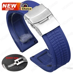 Universal Waterproof Silicone Sport Strap with Solid Buckle - 22mm (Deep Blue Solid)