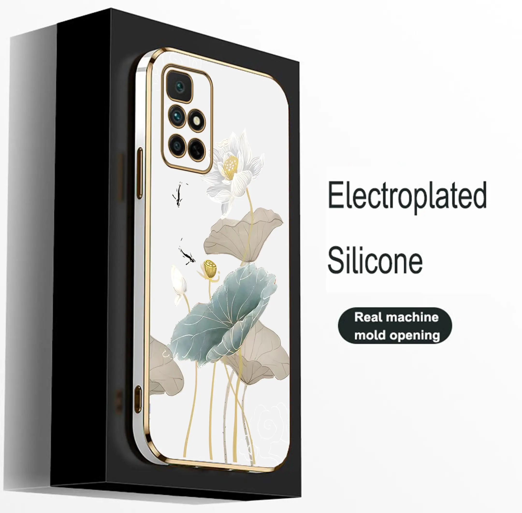 Custodia Per Telefono Di Lusso Lotus Pond Per Xiaomi Redmi 12C 13C 10 10C 10A 9 9T 9A A1 Pro Plus 4G 5G Placcatura Cover In Silicone