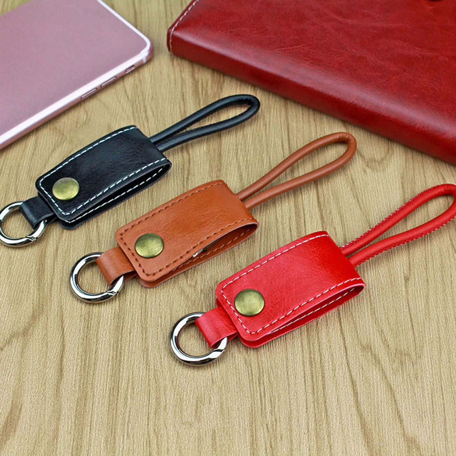 고속 충전 USB 타입 C 키체인 금속 버튼 탈착식 케이블 키홀더 충전 데이터 동기화 기기 휴대용
