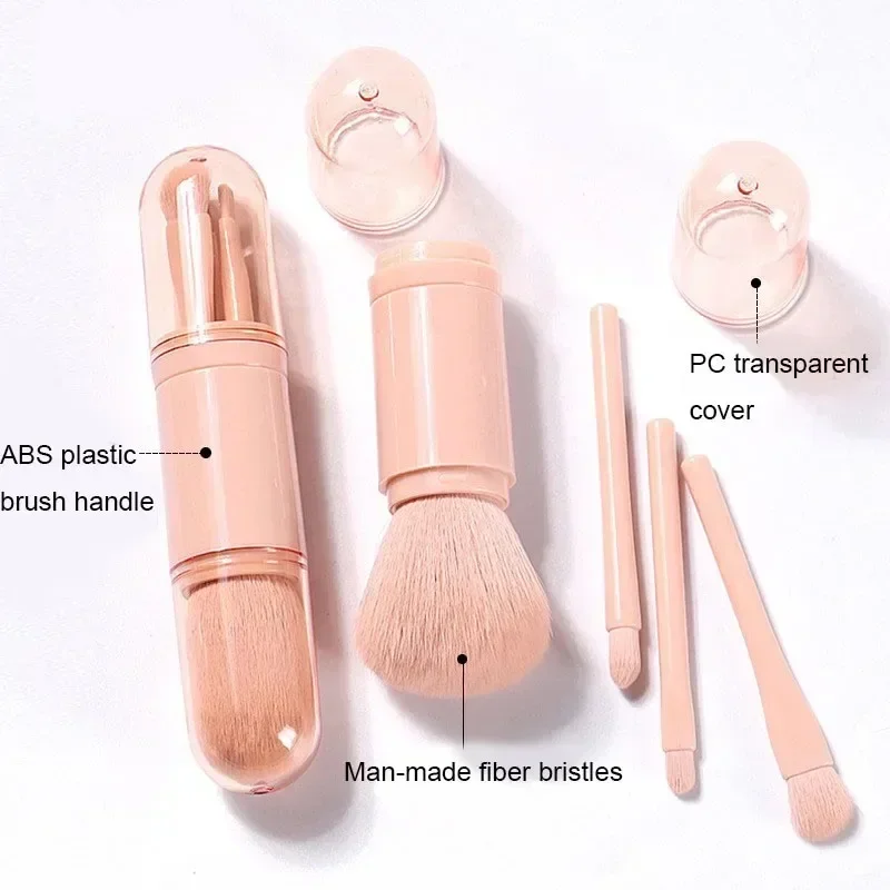 4 in 1 Telescopic Makeup Brush Portable Travel Makeup Brushes Set Eyeshadow Loose Powder Mini Makeup Brush Beauty Tools