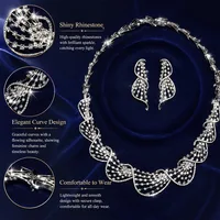 Ensemble de bijoux pour femmes, collier et boucles d'oreilles en zircone cubique, ensemble de bijoux de mariée pour femmes, accessoires pour fête de mariage 5