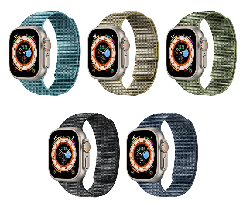 애플 워치 7 8 밴드용 오리지널 마그네틱 팔찌 루프, 울트라 49mm, 44mm, 45mm, 42mm, 38, 40, 41mm, 데님 브레이드 코레아 iWatch se 6