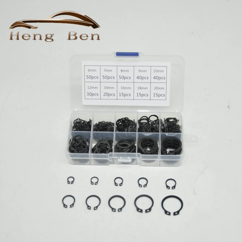 External Snap Ring Assortment Kit Set 325 Pieces 6mm 7mm 8mm 9mm 10mm 12mm 14mm 16mm 18mm 20mm C CLIPS CIRCLIP
