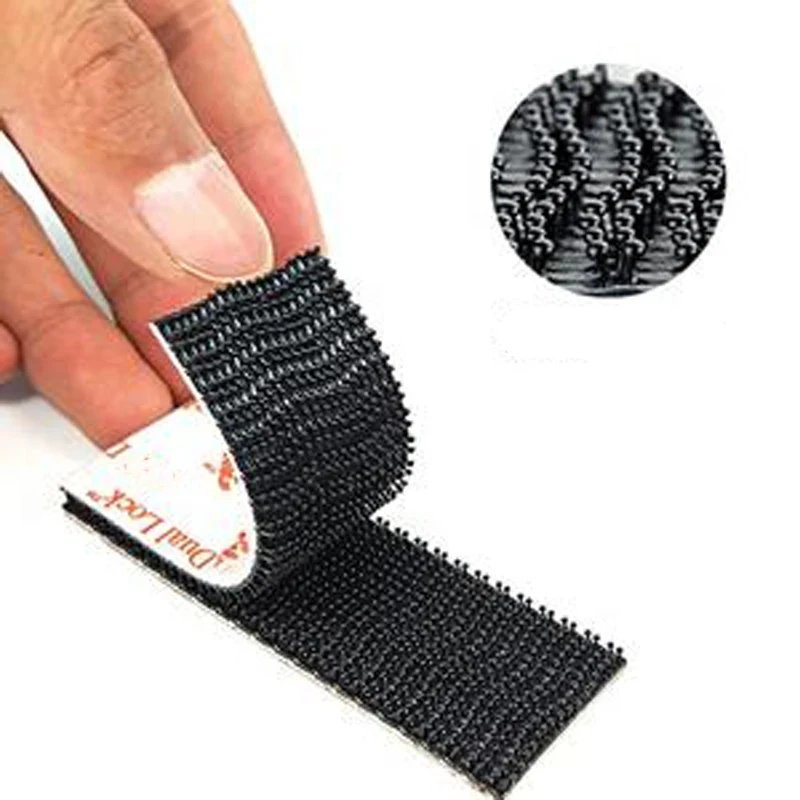 Negro Velcro adhesivo cinta tejido costura de doble cara Velo adhesivo de o  con Cinta ajustable ual-Si