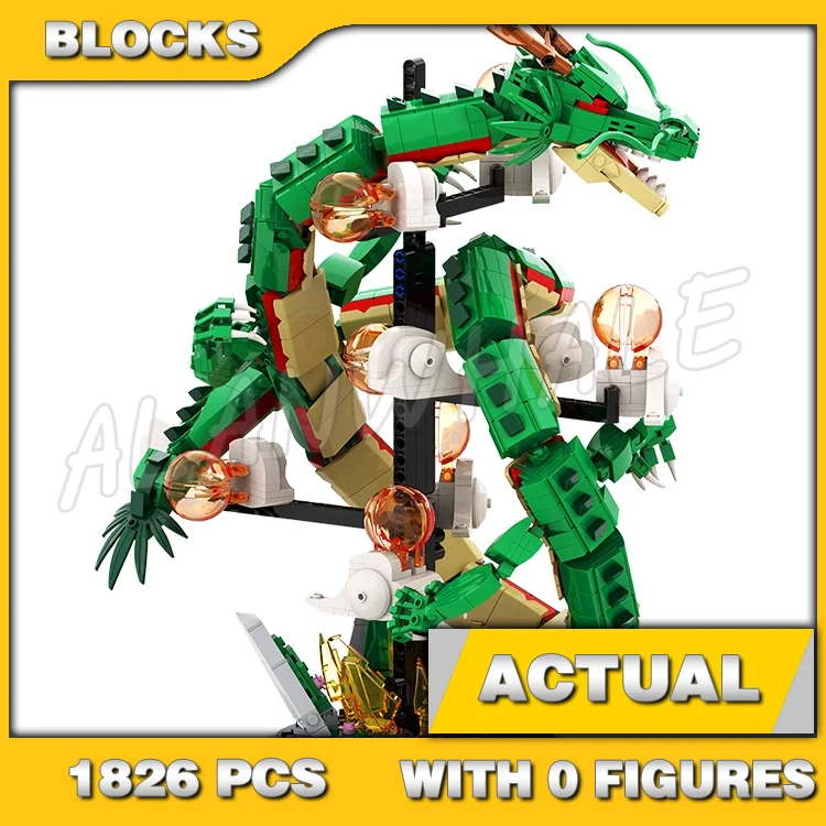 

1826pcs Anime Divine Dragon Chinese Green Loong Shenron Legend Wish Fulfillment 5007 Building Blocks Toys Compatible With Model