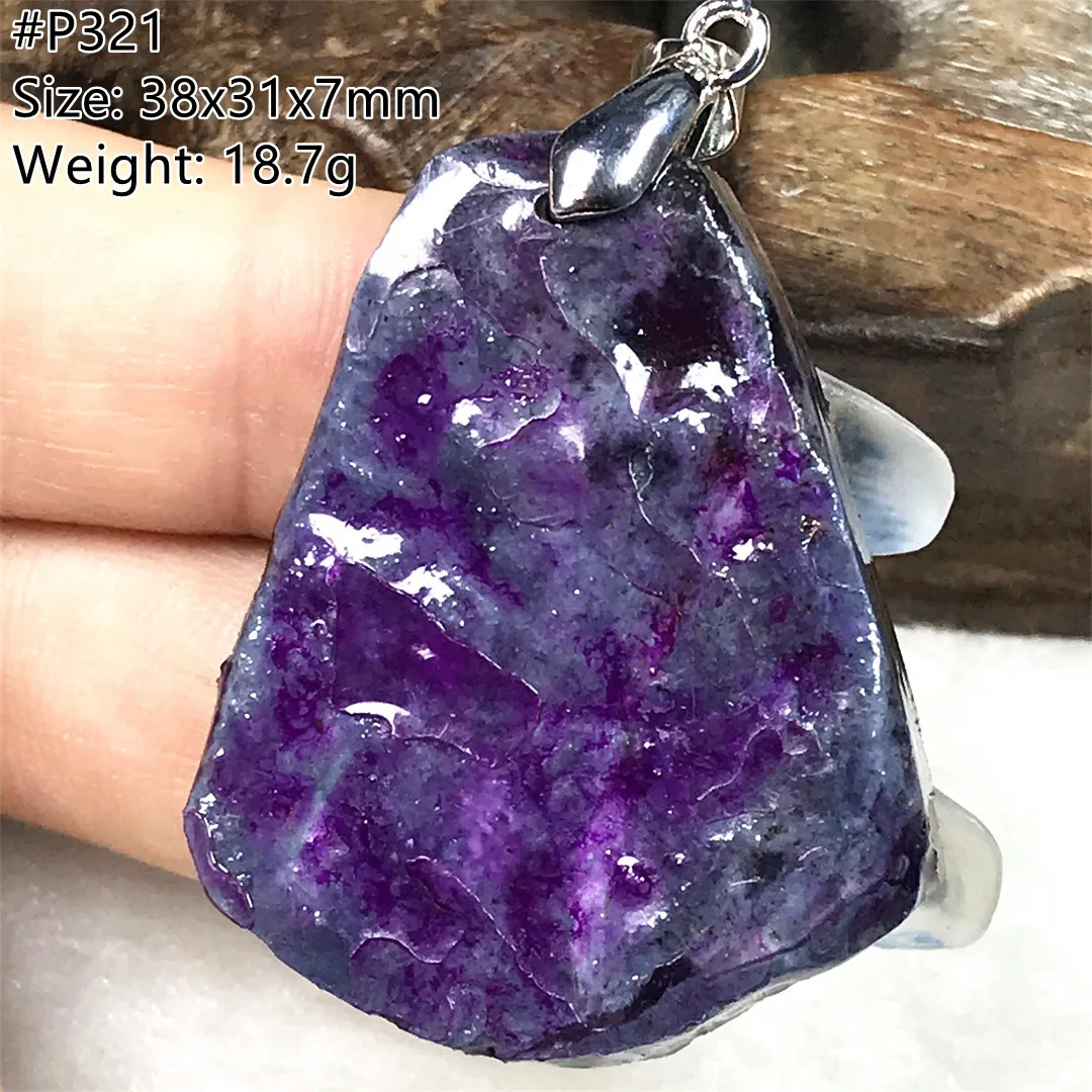 

Natural Sugilite Stone Pendant Jewelry For Women Men Royal Purple Beads Crystal Silver Healing Luck Anticancer Gemstone AAAAA