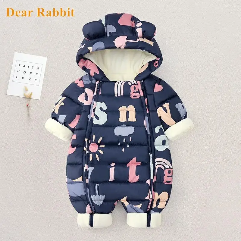 Baby clothes Winter Snowsuit Plus Velvet Thick Baby Boys Jumpsuit 0-2 Years Newborn Romper Girls Overalls Toddler Coat