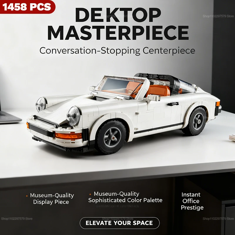 Ensemble de blocs de construction de voitures rétro 1458 pièces, 2 en 1, voiture de course et voiture classique, jouet STEM pour enfants, adolescents, adultes, cadeaux de Noël, d'anniversaire, DIY