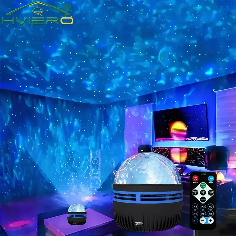 LED Night Lamp Mini Starry Sky Projection 7 Color Patterns Remote Control