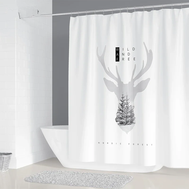 Shower Curtains Geometric Nordic Chandelier Printing Bathroom Shower Curtain Polyester Waterproof Home Decoration Curtain with 12 Hooks