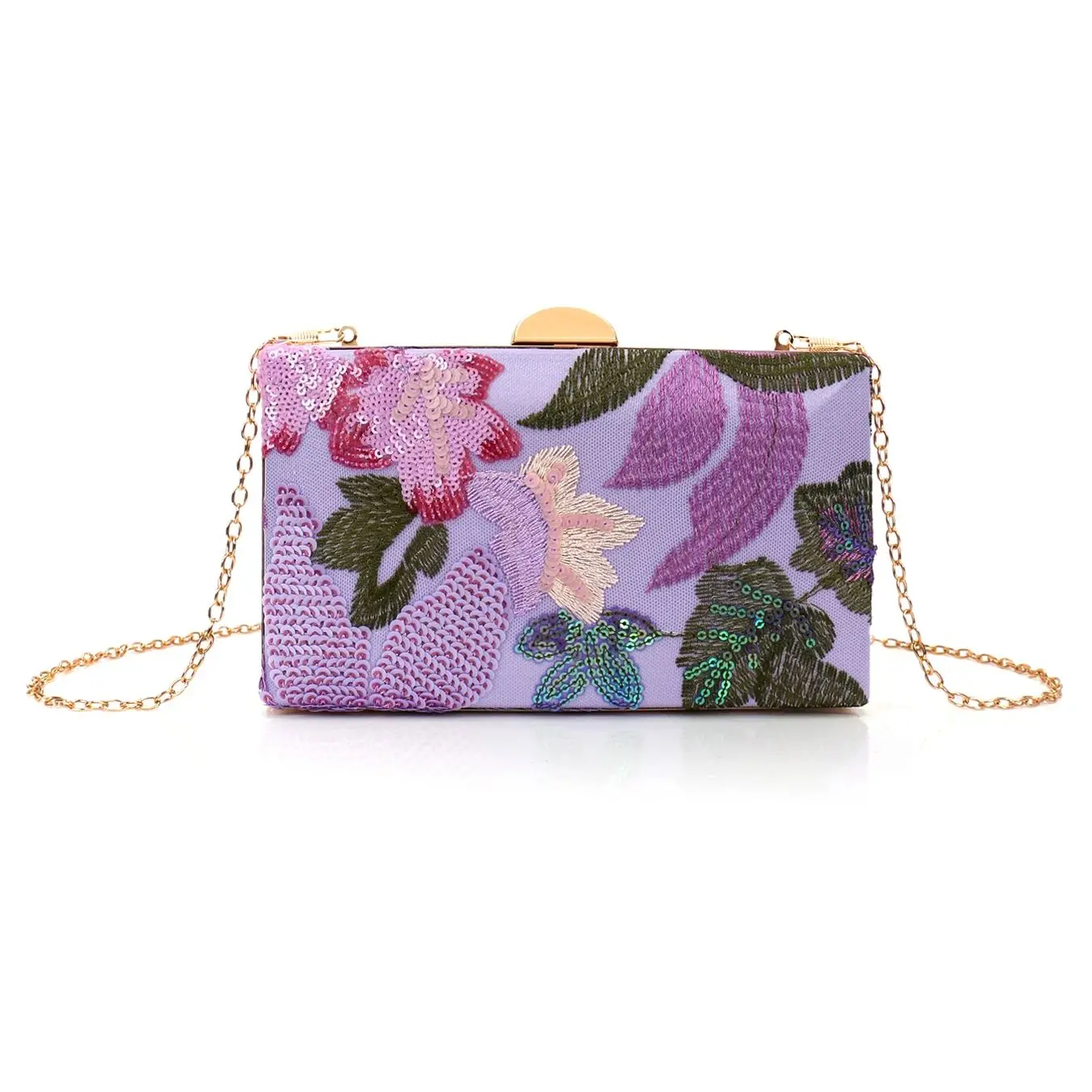 Purple Embroidered Ladies Square Box Bag for Parties