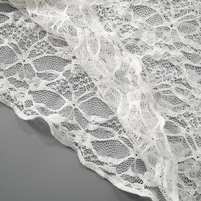 Sexy Lace Sheer T-shirt Cover-ups Women See Through Long Sleeve Asymmetrical Tees Shirt Ladies Floral Mesh Crop Tops Fashion