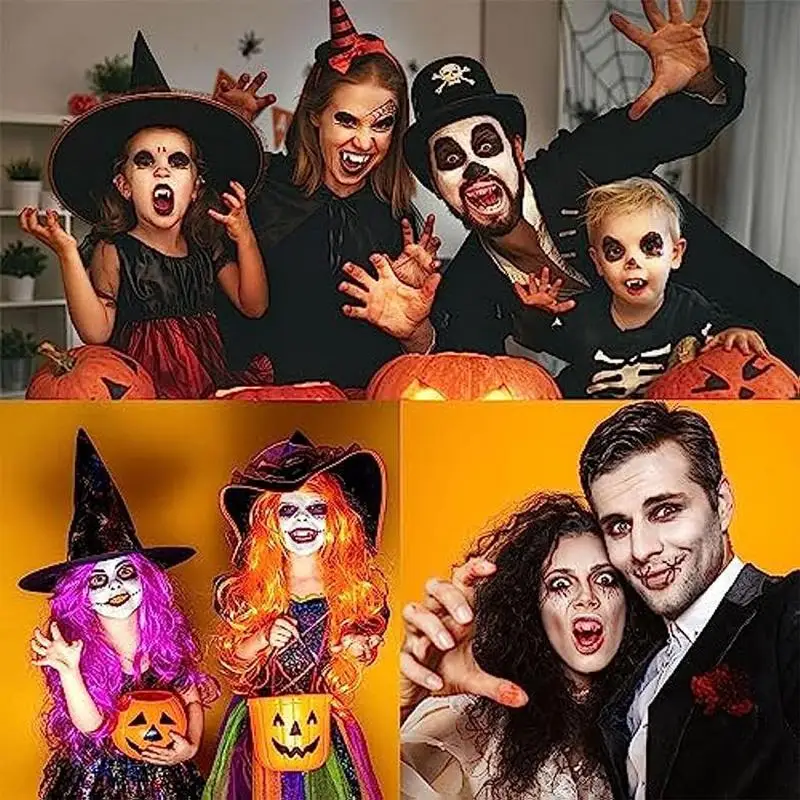 12PCS Vampire denti finti protesi bocca bretelle Zombie zanne Halloween Party Makeup Cosplay Prop