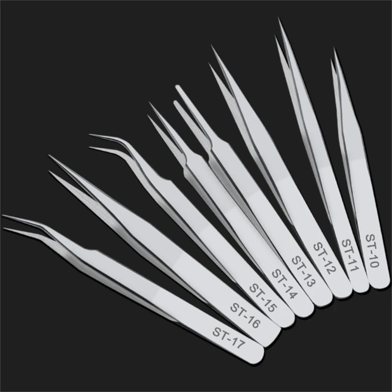 Pinzette In Acciaio Inox Antiacido Mod. ST-17, Antistatiche E Antimagnetiche Per Elettronica E Manutenzione Di Precisione - 5