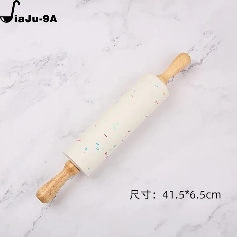 22.5-46CM Silicone Rolling Pin Non-Stick Pastry Dough Flour Roller Wooden Handle Pizza Pasta Roller Kitchen Pastry Baking Tool images - 6