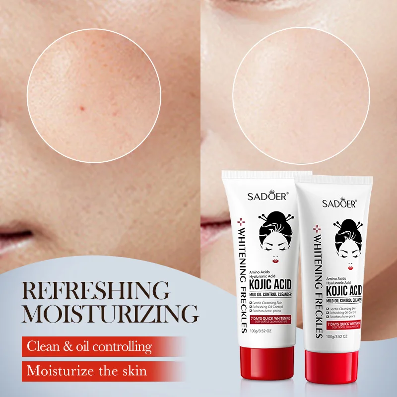 SADOER Kojic Acid Facial Cleanser Face Wash Foam Facial Cleansing Mossee Moisturizing Brightening Facial Skin Care Products