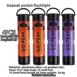 GOPEAK Pocket Mini Flashlight - Compact, Long - Lasting LED for Outdoor and Emergency Use (4PCS - 2Orange 2Purple)