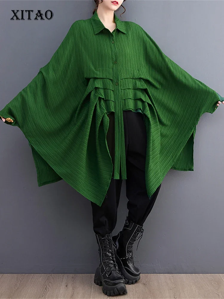 

XITAO, полосатая блузка, асимметричная, на завязках, богиня, веер, повседневный стиль, свободная, с одной грудью, с длинным рукавом, Однотонная рубашка, WLD16049