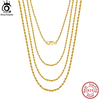 ORSA JEWELS Italian Real 100% 925 Sterling Silver Rope Chain Necklaces 14K 18K Gold Plated Rope Necklace Chain Unisex SC29