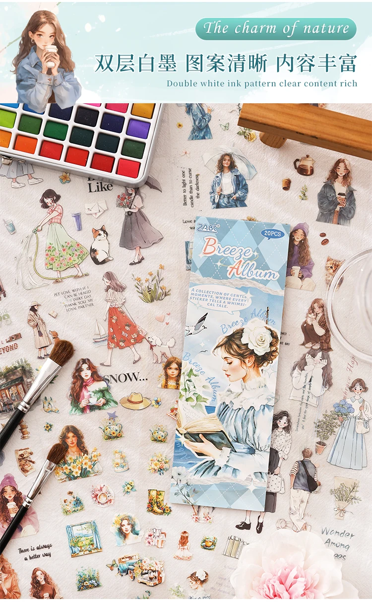 JIANQI 20 Stück Charakter Landschaft Aufkleber Buch Alte selbstklebende Diy Scrapbooking Tagebuch Album Zubehör Diy Junk Journal Supplies – Detail 5