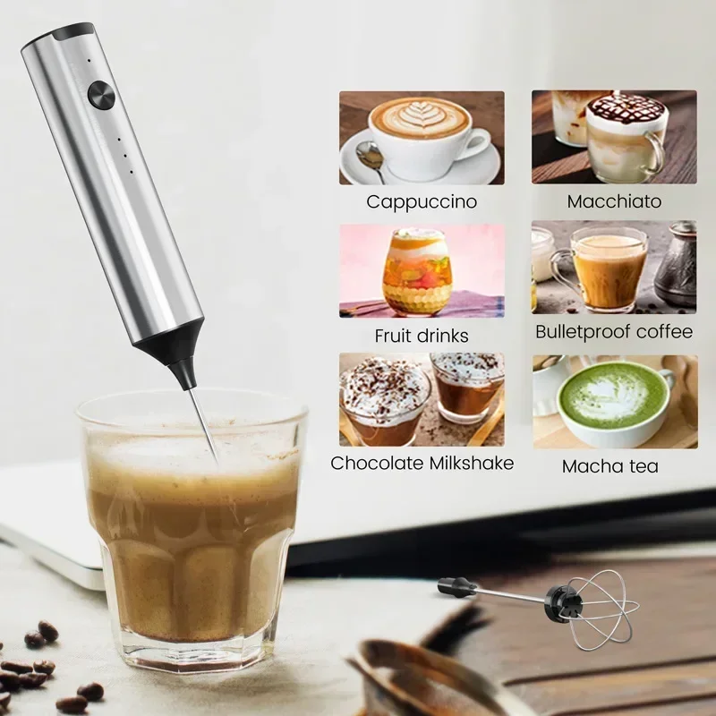 Rechargeable Electric Egg Beater USB type Milk Frother Whisk Coffee Mixer Double Heads Milk Frothers Baking Stirrer Food Blender 3