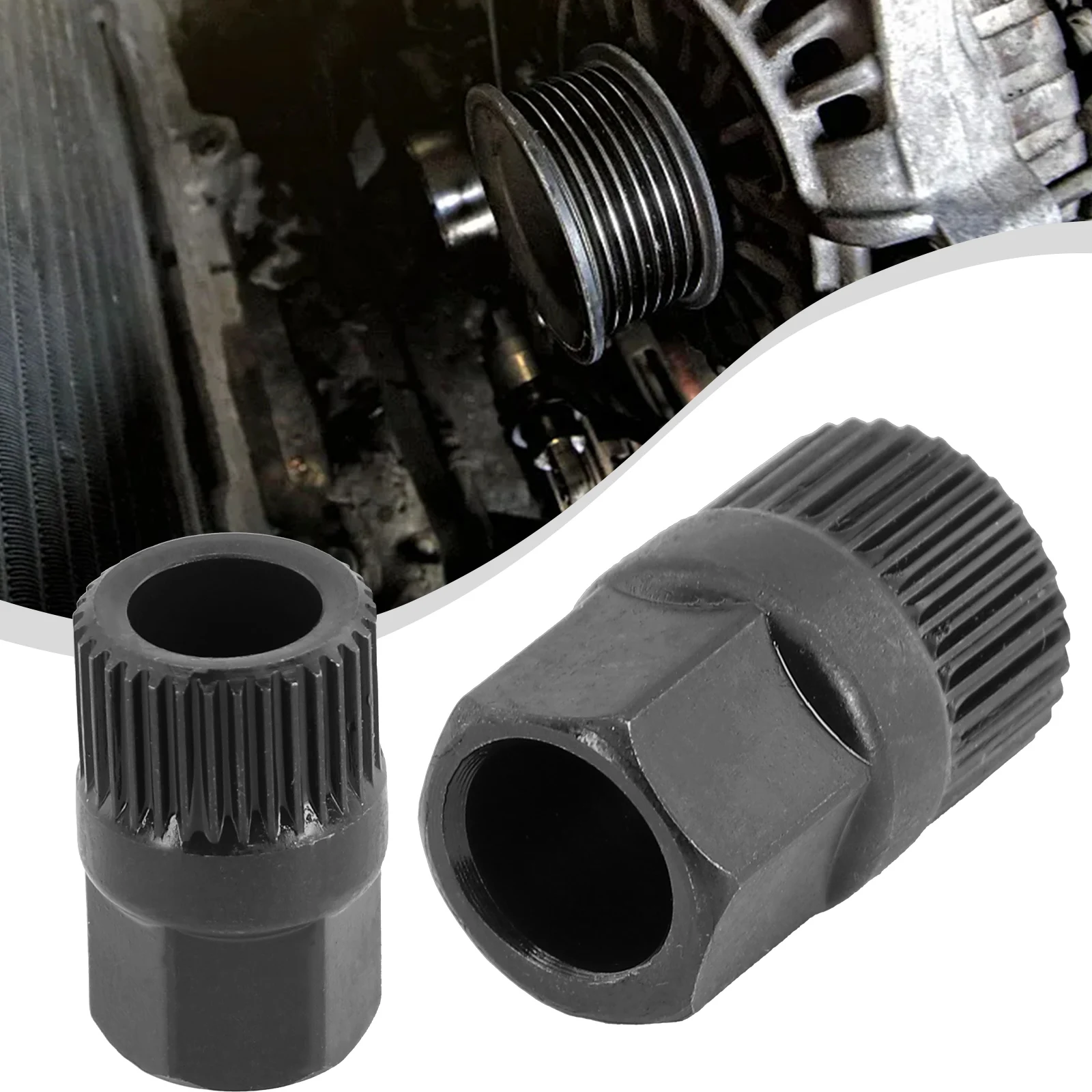 1x Generator Pulley Removal Tool Fit For Removal And Installation Of Pulley With Free-wheel Metal Black Special Disassembly Tool