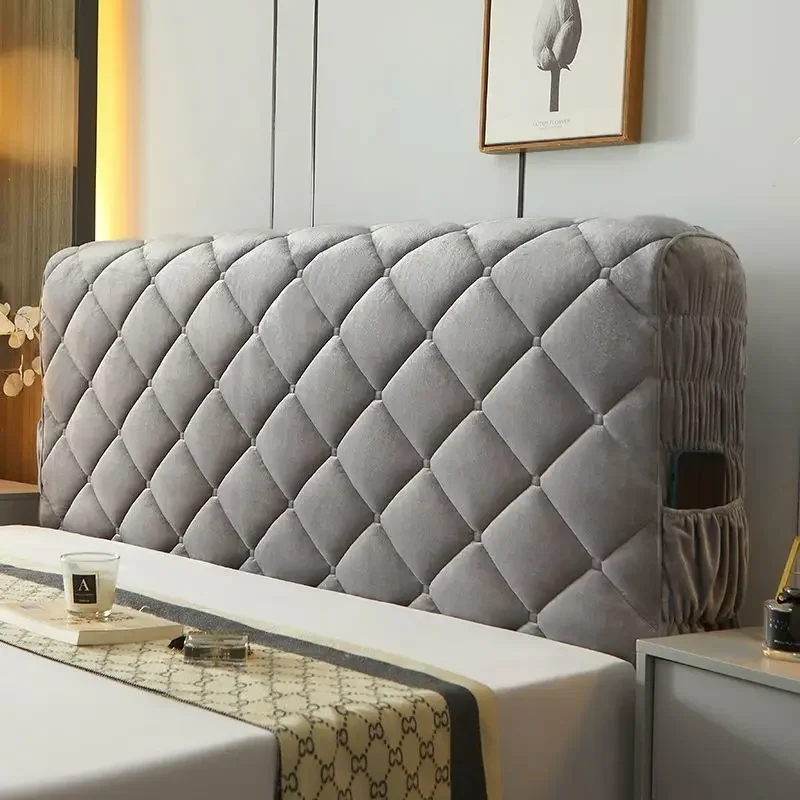 Soft Velvet Bed Headboard Cover Anti-Dust Thicken Back Protector