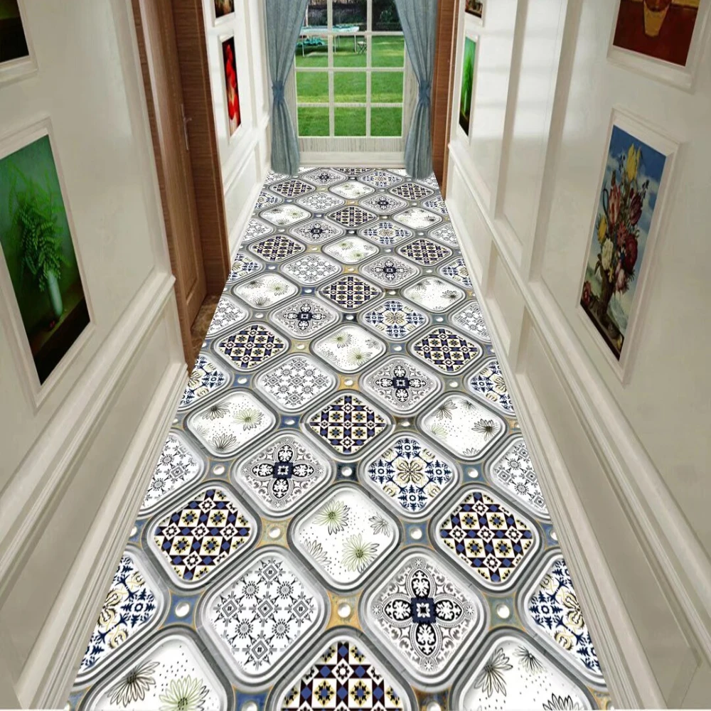 

Противоскользящий классический ковер для виллы, длинный коридор, роскошный большой ковер для вестибюля Eurpean, удобный моющийся свадебный ковер для лестницы