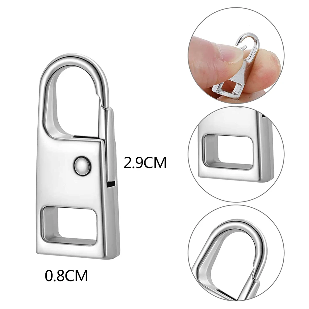 10Pcs Zipper Pull Replacement Kit Detachable Universal Metal Zipper Pull Tabs Repair Kit for Backpacks Boot Jackets Clothings