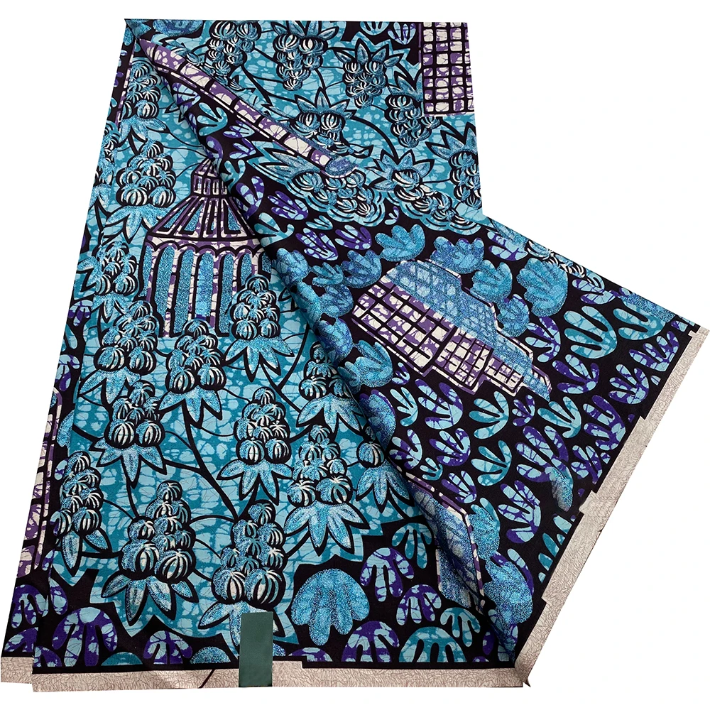 Latest African Golden Grand Super African Wax Prints Fabric Ankara Wax 6Yards African 100% Cotton Fabric for Party Dress Y08 3