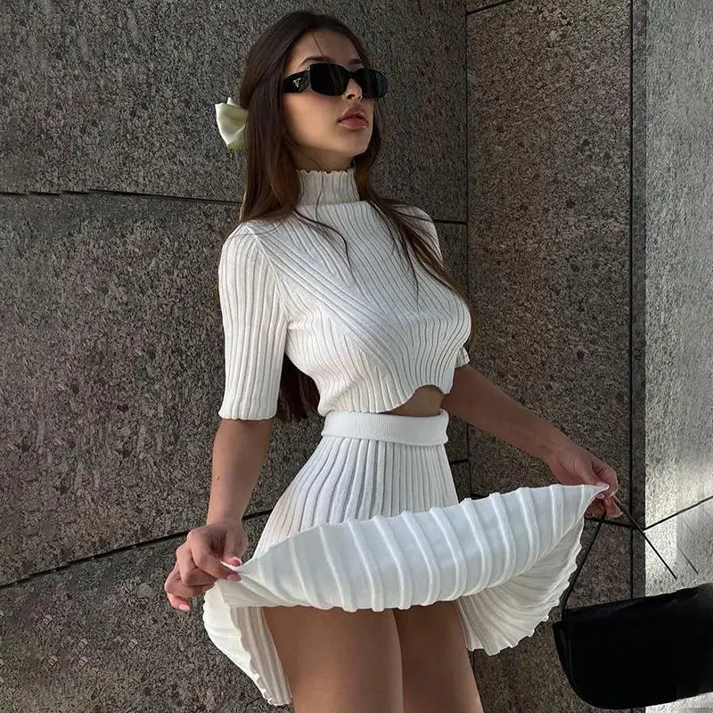 Two Piece Mini Skirt And Crop Top Strappy Crop And Mini Skirt Two