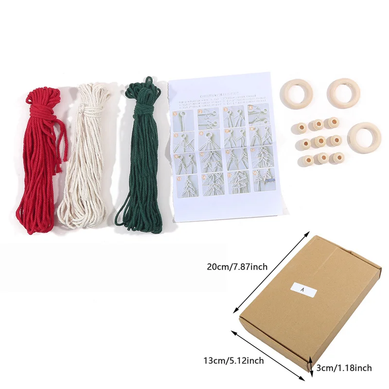 DIY Macrame Woven Christmas Tree Kit Christmas Craft Gift Kit 3PCS/Set