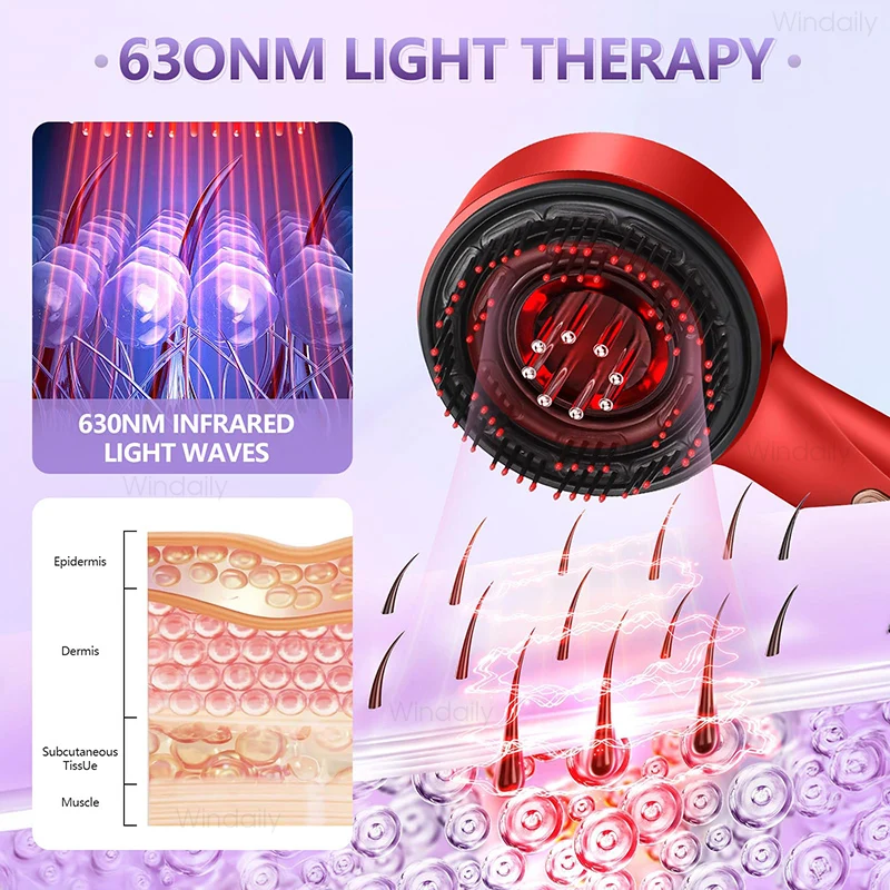 3 in 1 Red Light Therapy Head Massage Comb Hair Oil Applicator  Waterproof Hair Growth Vibration Electric Scalp Massager Brush