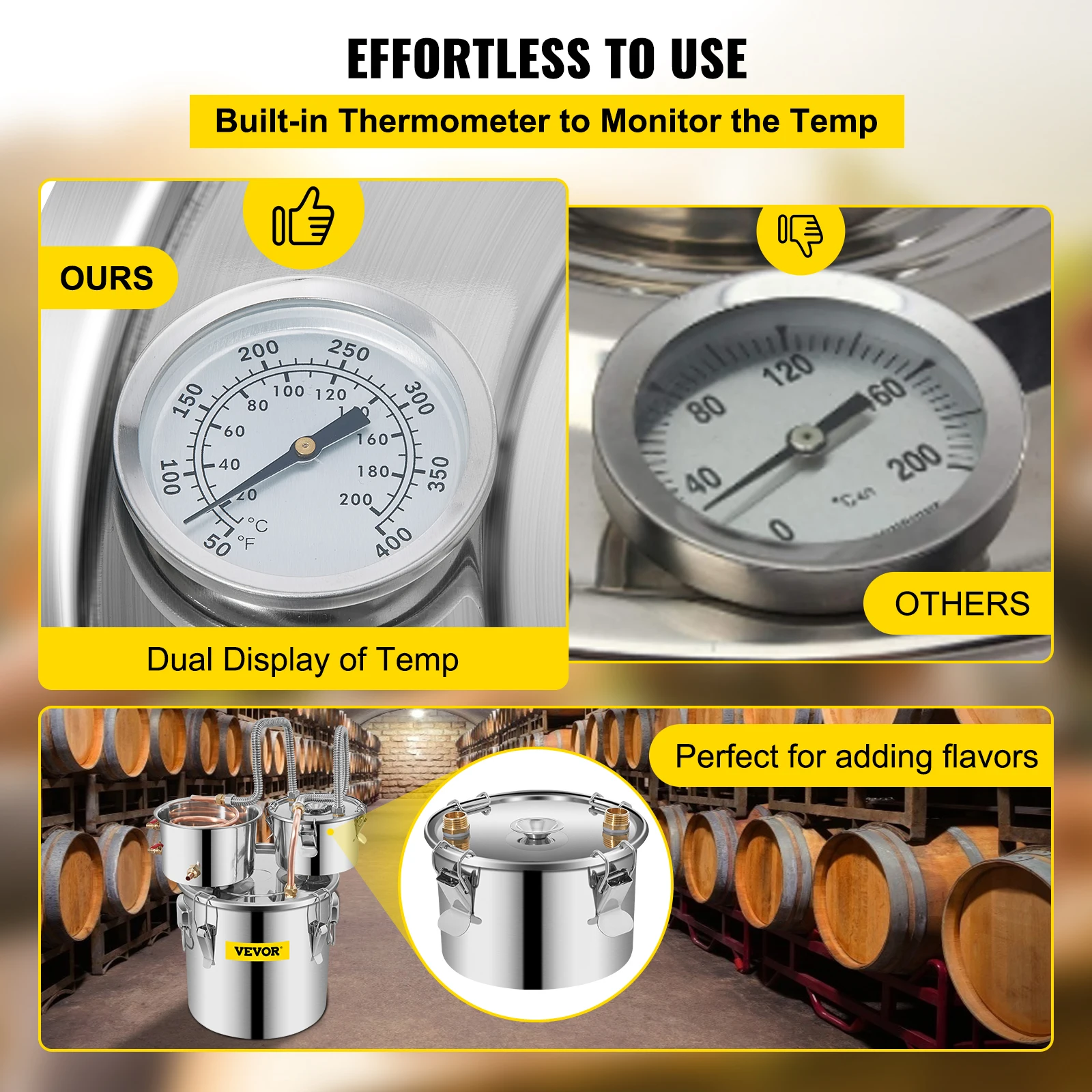 VEVOR 3/5/8/13.2 Gal Alcohol Brewing Distiller DIY Moonshine Apparatus Stainless Steel Still Whisky Beer Brandy Home Appliance 5