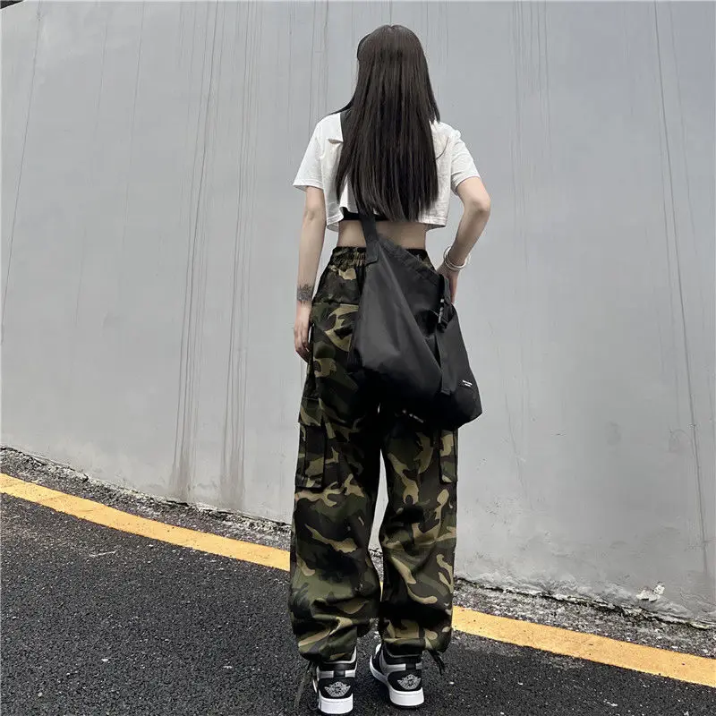 New In Camouflage Cargo Pants Women Y2k Clothes Fashion Pockets Streetwear  Girl Drawstring Tied Feet Regular Fit Casual Trousers  Pants  Capris   AliExpress