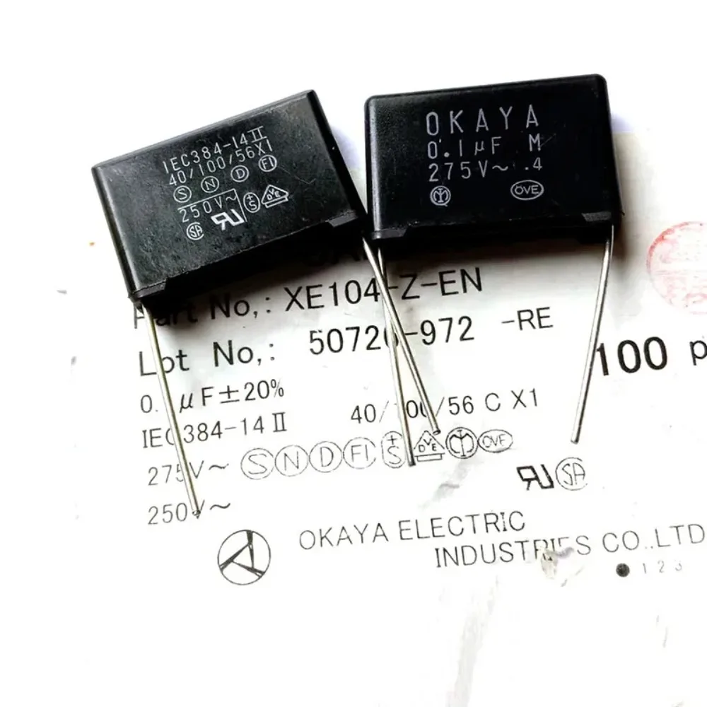 

Japan OKAYA X1 XE104 0.1uf 275V104M Safety Film Capacitor Foot Distance 22