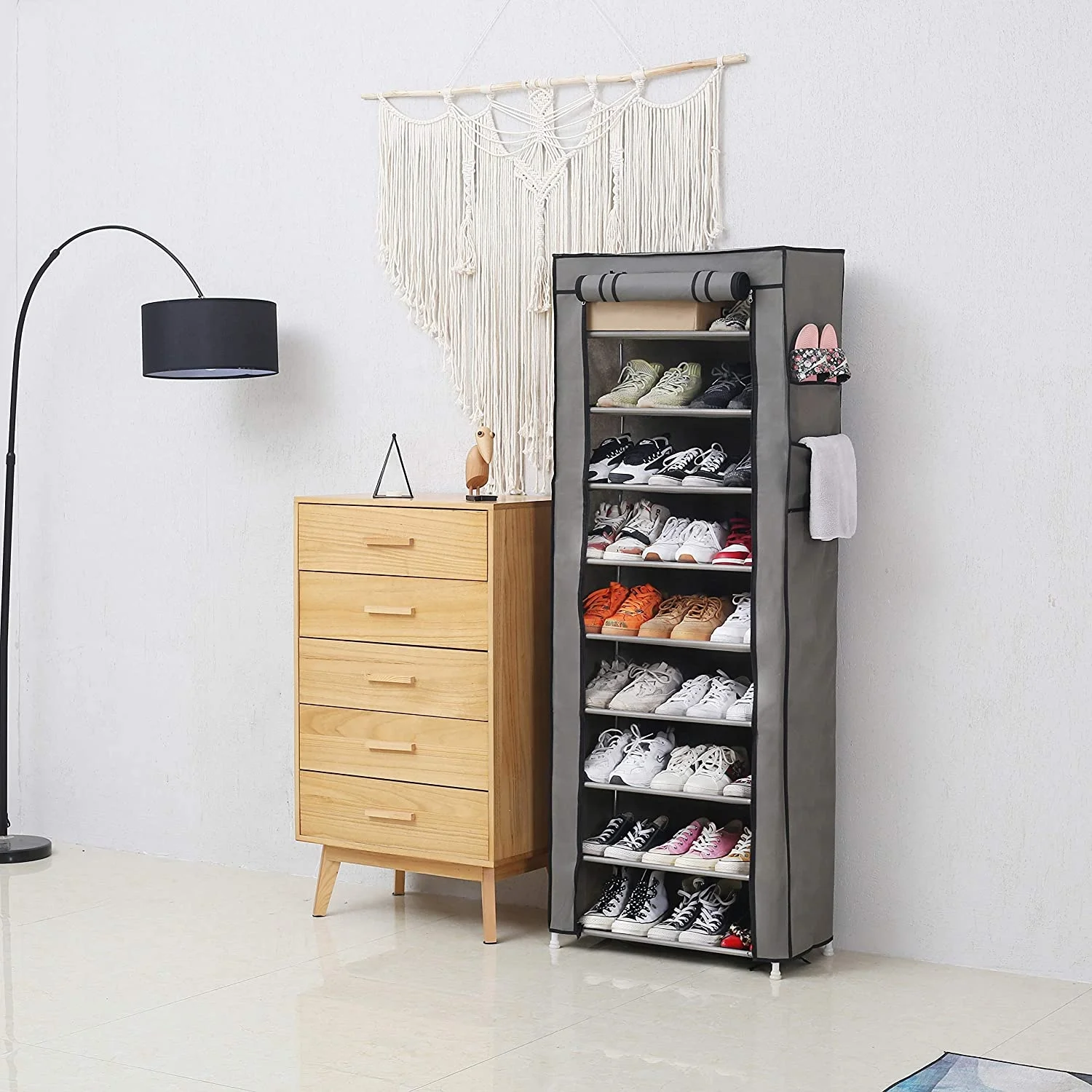 10 Tiers Non-Woven Fabric Shoe Rack Organizer Enough Storage Room Shoe Storage Cabinet Shelf With Dustproof Cover