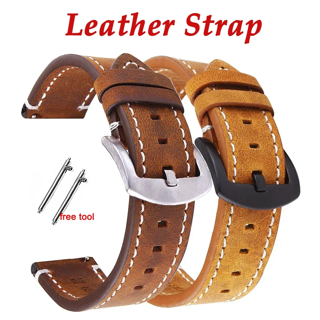 Vintage Retro Leather Quick Release Watch Strap - Universal Bracelet Accessory