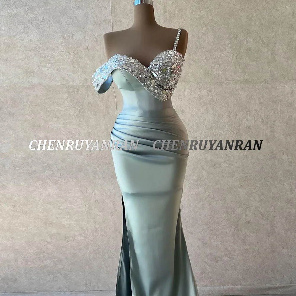 Satin Formal Party Dresses 2022 Women Sweetheart Bead Long Evening Gowns Sleeveless Mermaid Custom Made Sexy Wedding Guest Dress