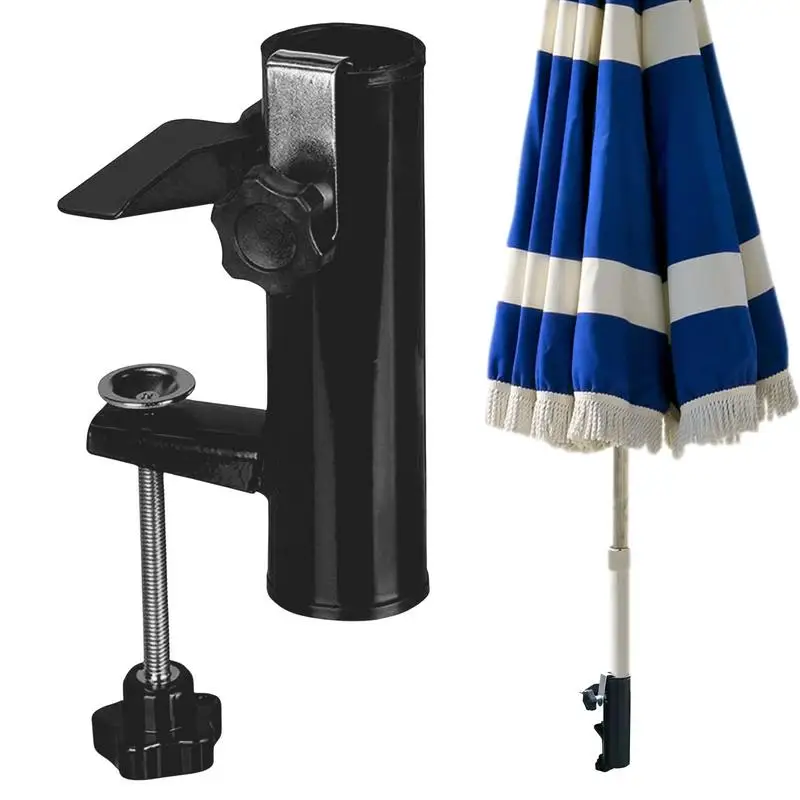 Garden Courtyard Parasol Holder Heavy Duty Umbrella Clamp Metal Umbrella Stand For Outdoor Railing Support Stand