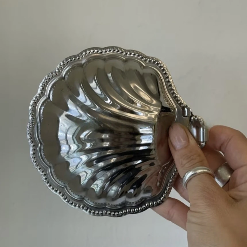 Dining Dish Shell Shape Stainless Steel Dish Plate Metal Cheese Plate Tableware Storage Jewelry Table Decoration