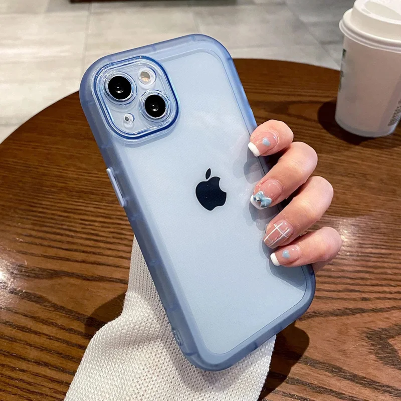 thumbnail image 1 of Funda de teléfono transparente a prueba de golpes para iPhone 16, 15, 14, 13, 11, 12 Pro Max, XR, X, XS Max, carcasa trasera suave de color caramelo a la moda, 1 of 5