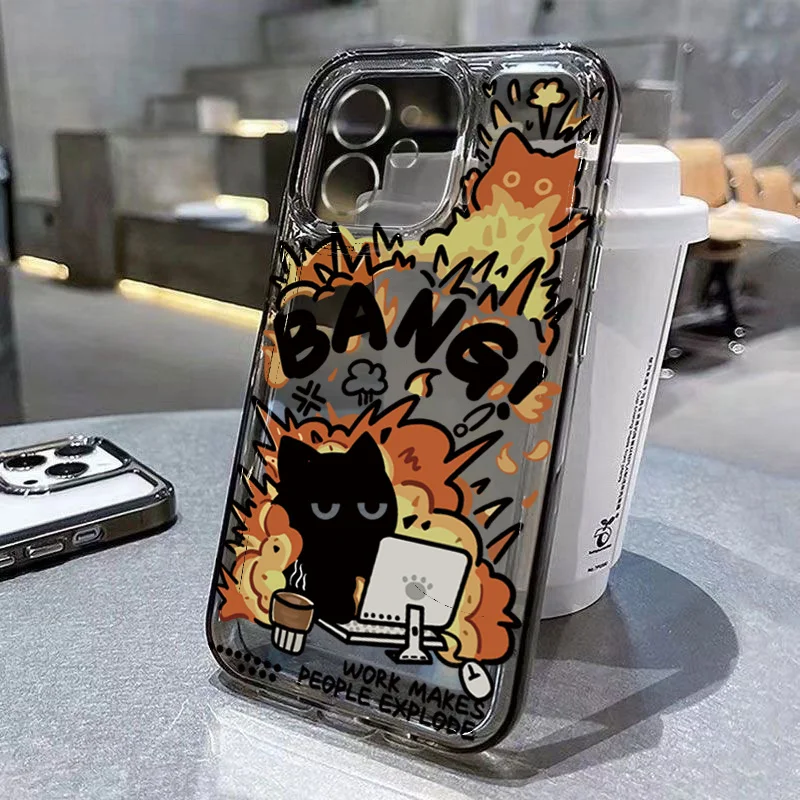 Creative Black Cat Transparent Phone Case - Soft Silicone Cover